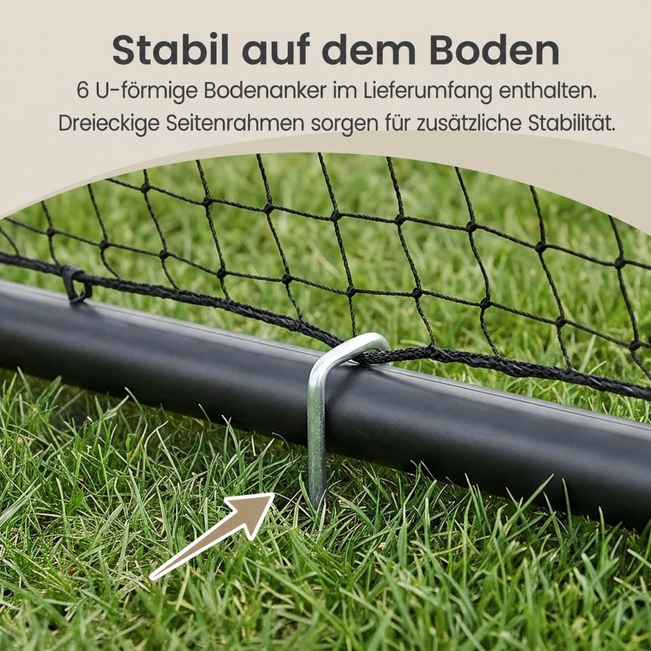 Voetbaldoel - Met PE-net en Schuimbescherming - Zwart - 120 x 300 x 200 cm