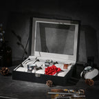 Watchbox - 10 Fächer - Glasdeckel - schwarz/grau