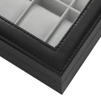 Watchbox - 10 Fächer - Glasdeckel - schwarz/grau