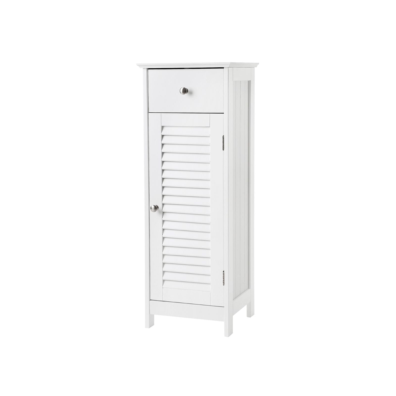 Badezimmerschrank - Smal - mit Louvredeur - Weiß
