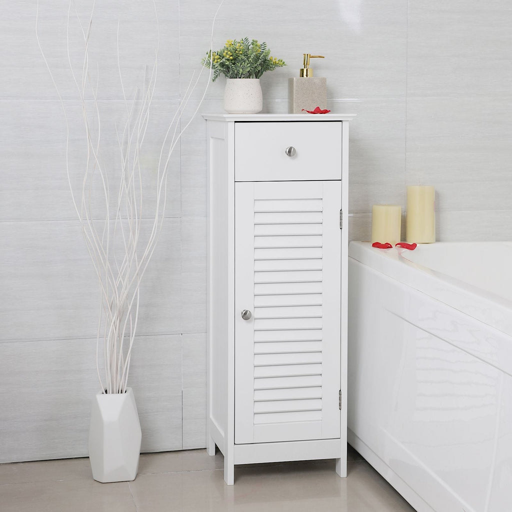 Badezimmerschrank - Smal - mit Louvredeur - Weiß