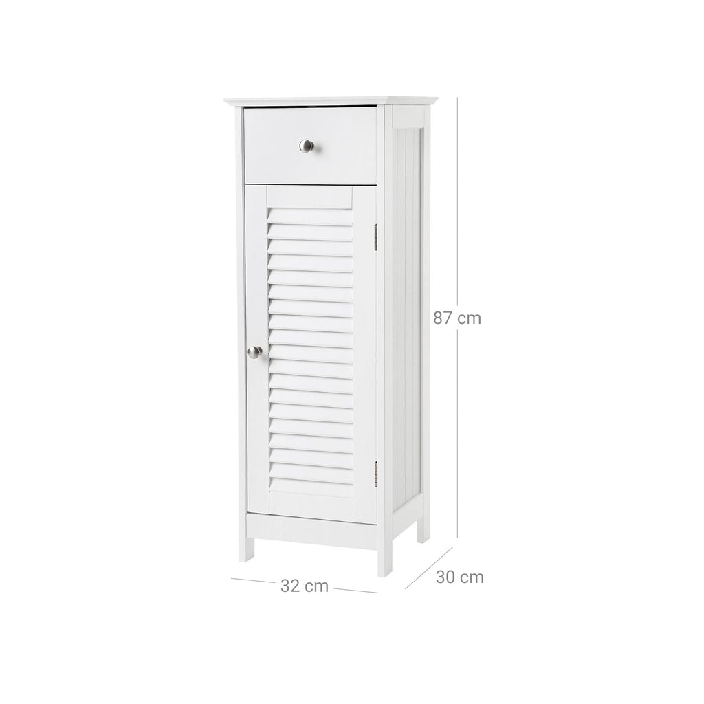 Badezimmerschrank - Smal - mit Louvredeur - Weiß