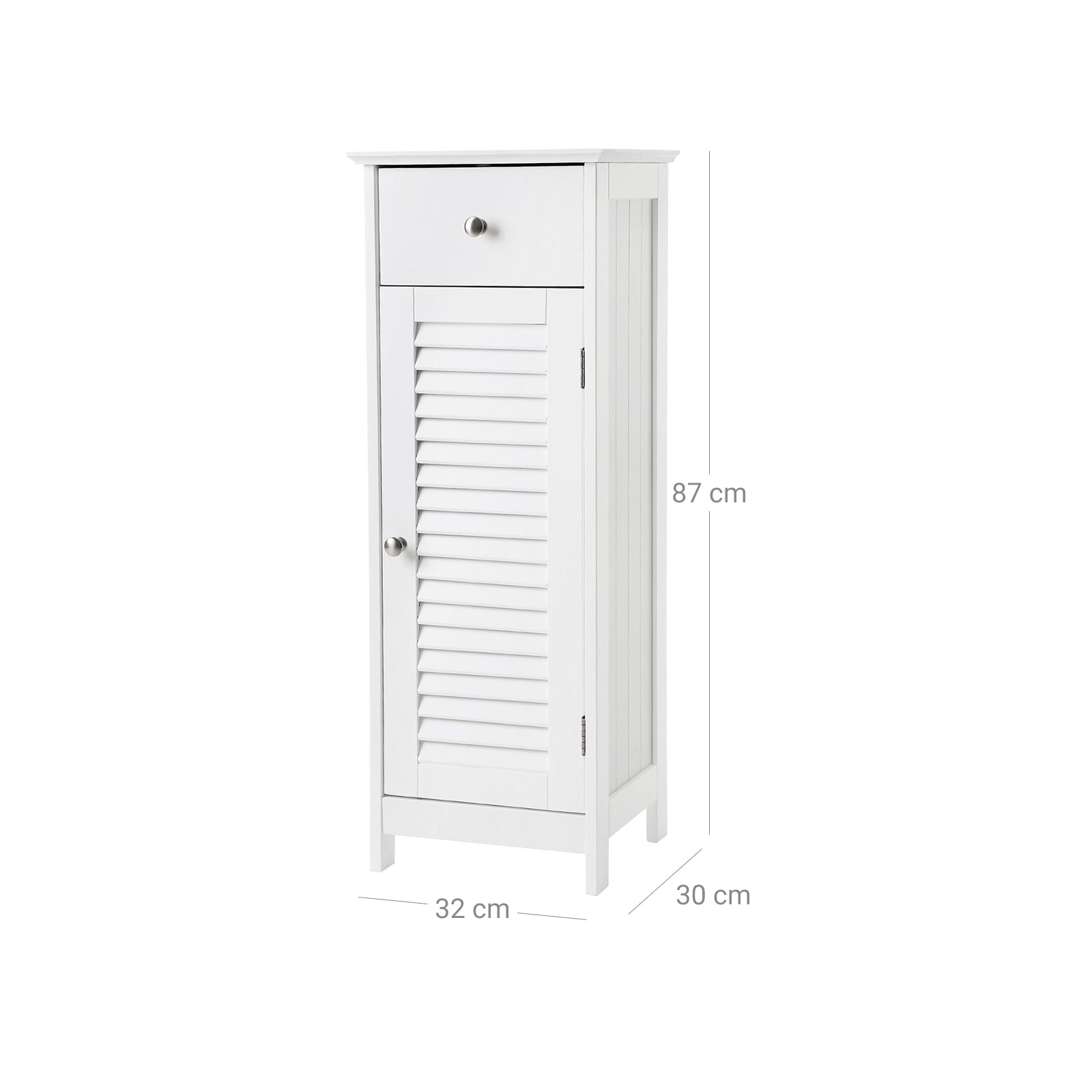 Badezimmerschrank - Smal - mit Louvredeur - Weiß