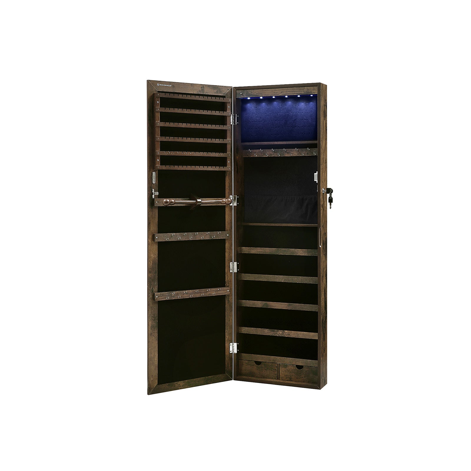 Juwelierschrank - Hängende Spiegelschrank - Wandschrank - Vintage Brown