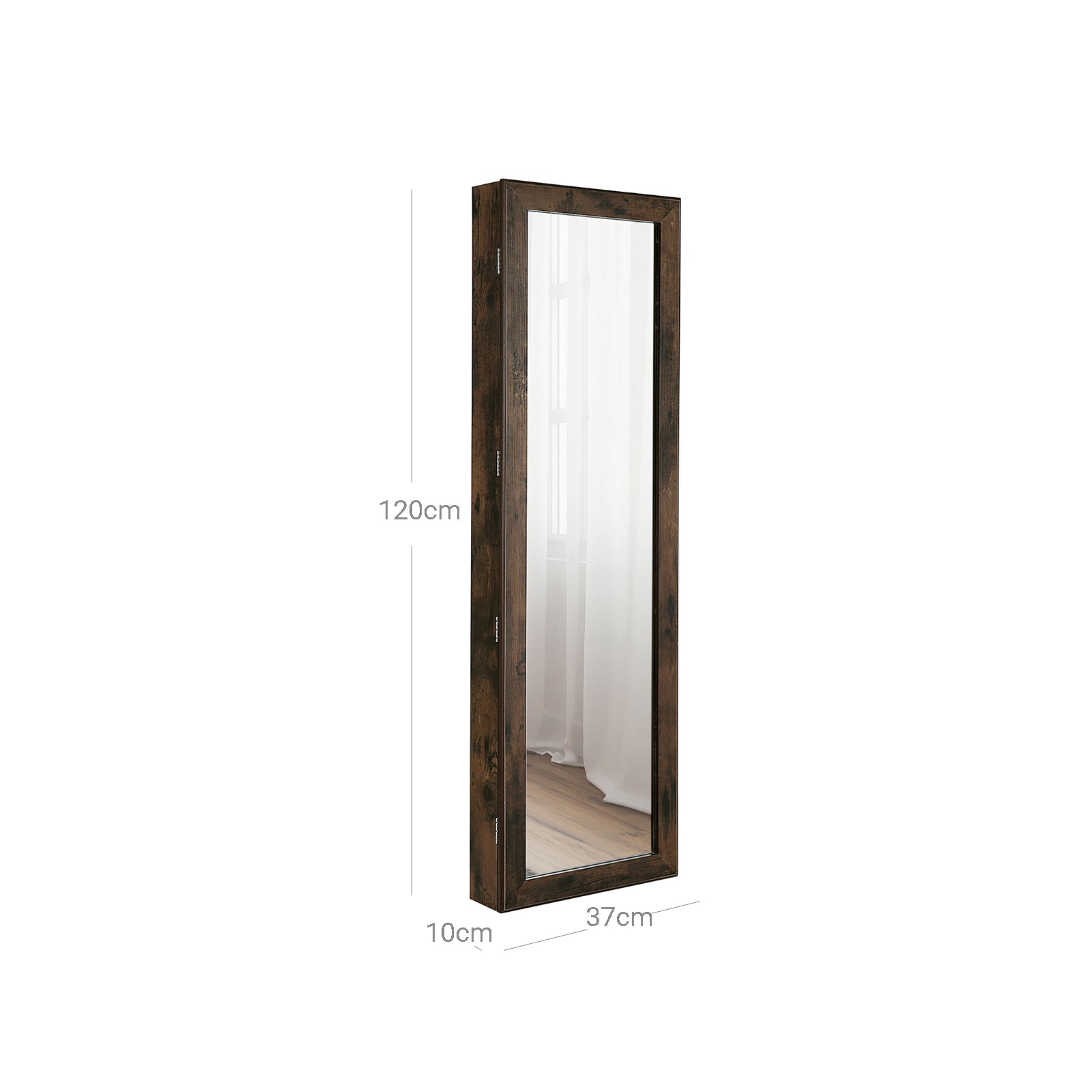 Juwelierschrank - Hängende Spiegelschrank - Wandschrank - Vintage Brown