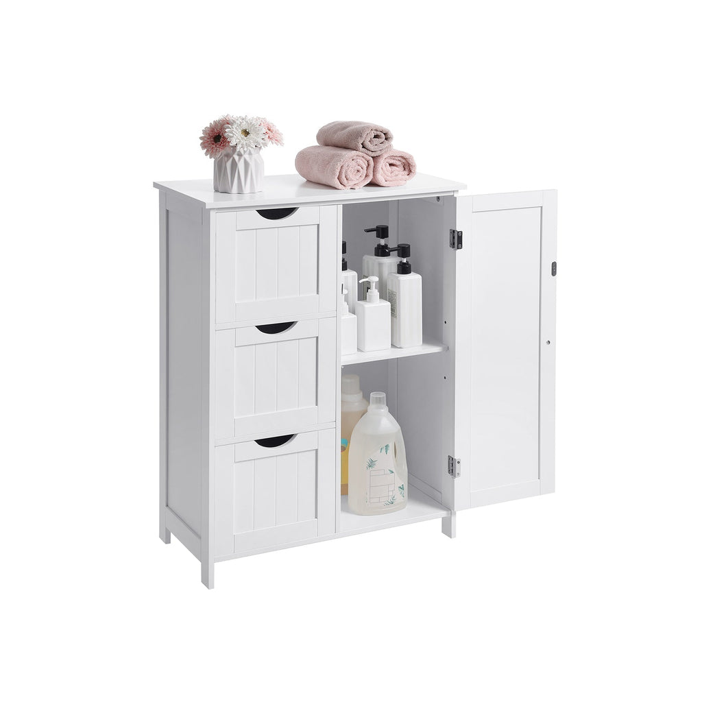 Badezimmermöbel - mit 3 großen Schubladen - einstellbares Tafel - Weiß