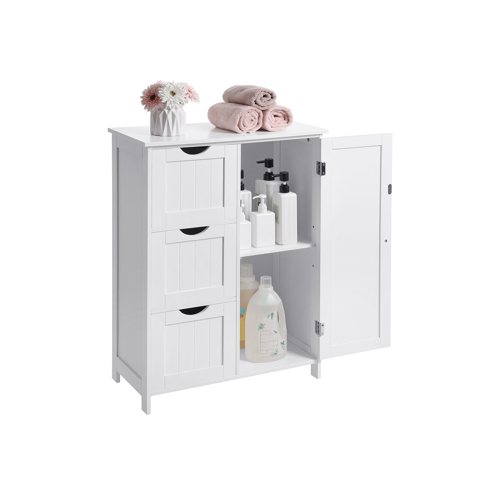 Badezimmermöbel - mit 3 großen Schubladen - einstellbares Tafel - Weiß