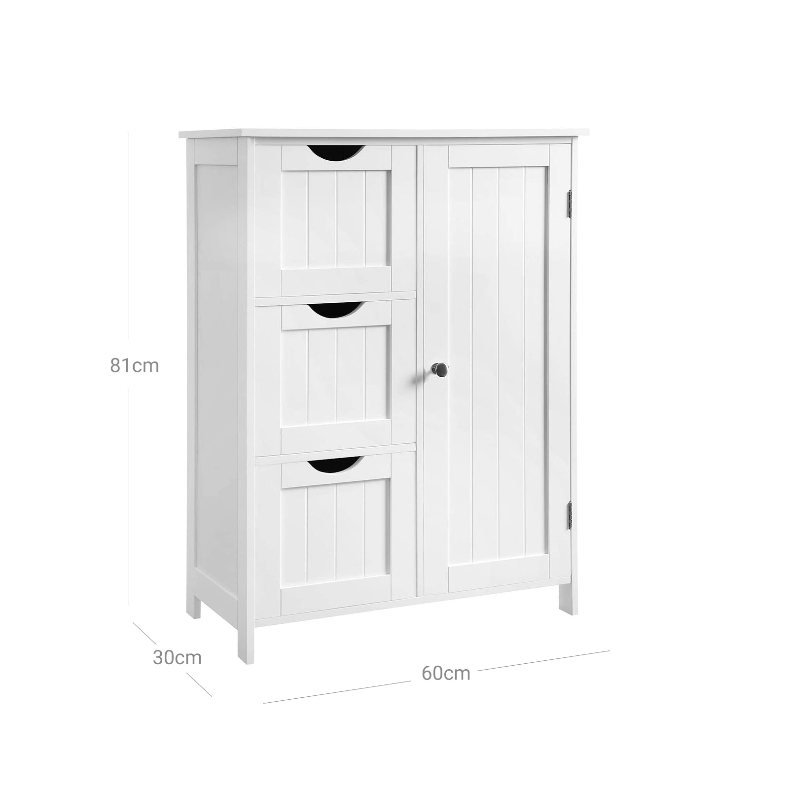 Badezimmermöbel - mit 3 großen Schubladen - einstellbares Tafel - Weiß