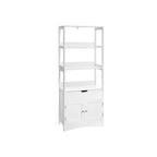 Badezimmerschrank - abgetrennter Hochschrank - 60 x 32,5 x 154 cm - 3 offene Fächer - 1 Schublade - 2 Türen - Weiß