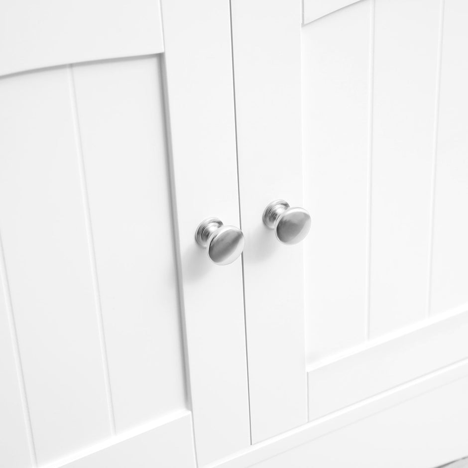 Badezimmerschrank - abgetrennter Hochschrank - 60 x 32,5 x 154 cm - 3 offene Fächer - 1 Schublade - 2 Türen - Weiß