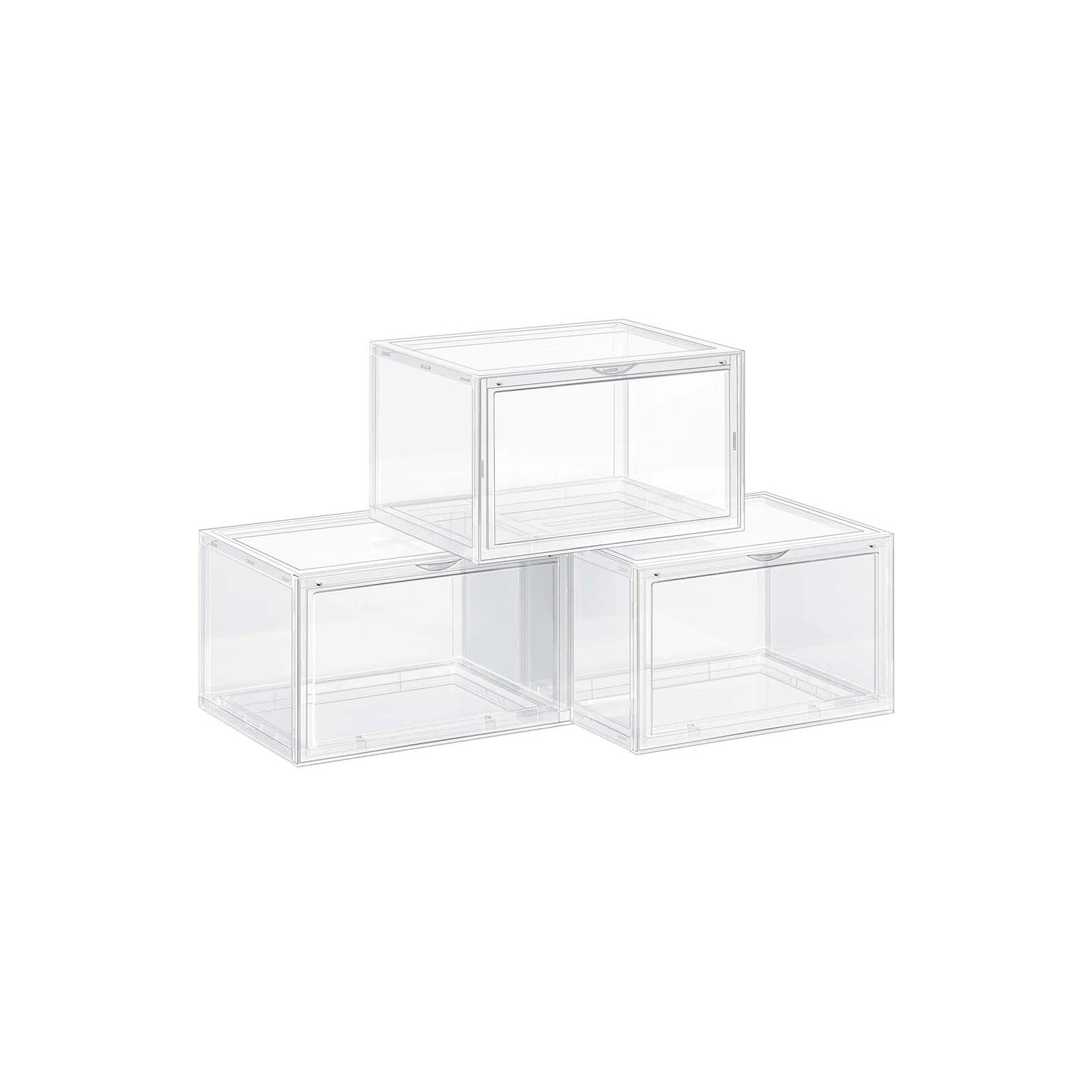 Schuhkarton - 3 - stapelbare Organisatoren - Transparente Tür - Plastik