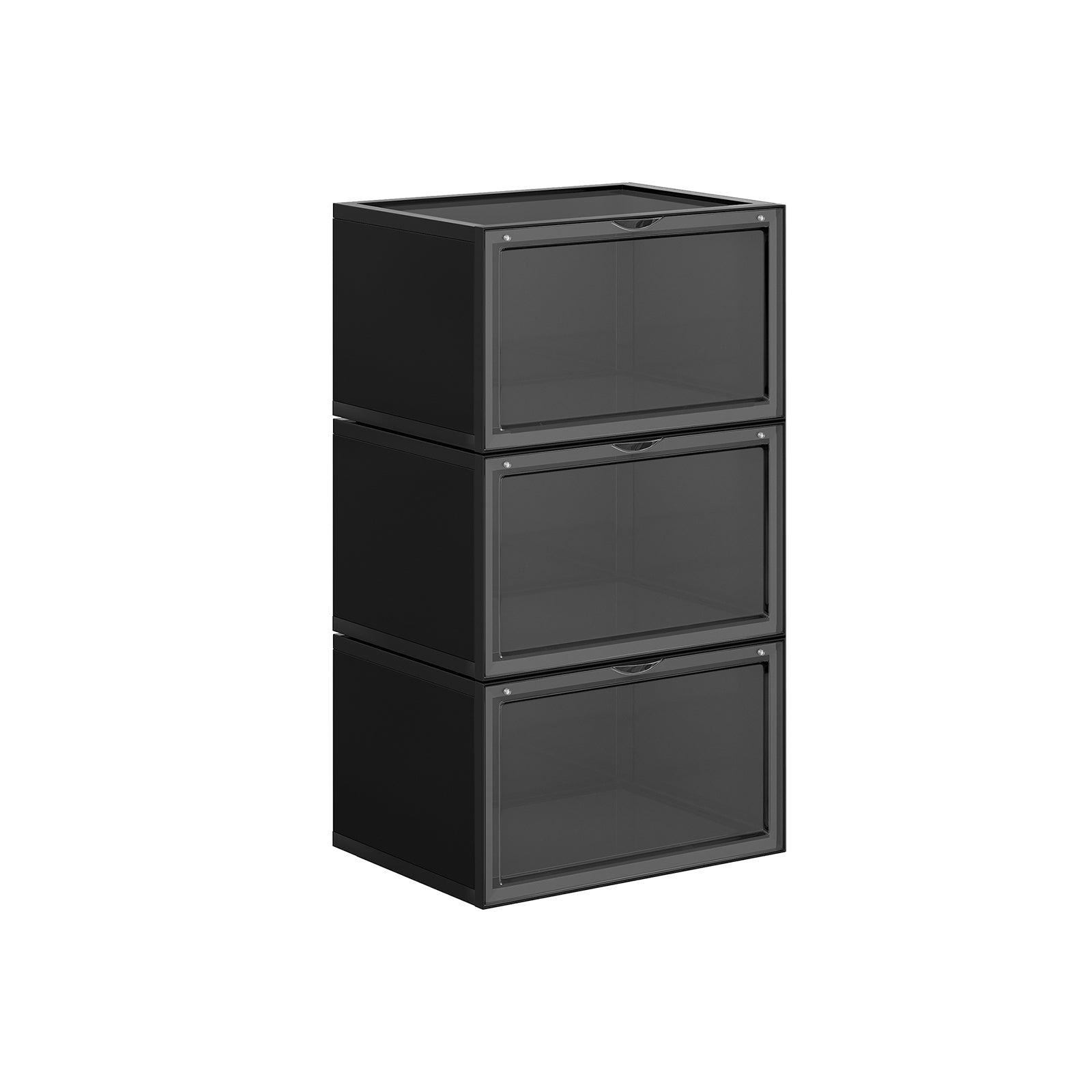 Schuhkarton - 3 - stapelbare Organisatoren - Transparente Tür - Plastik