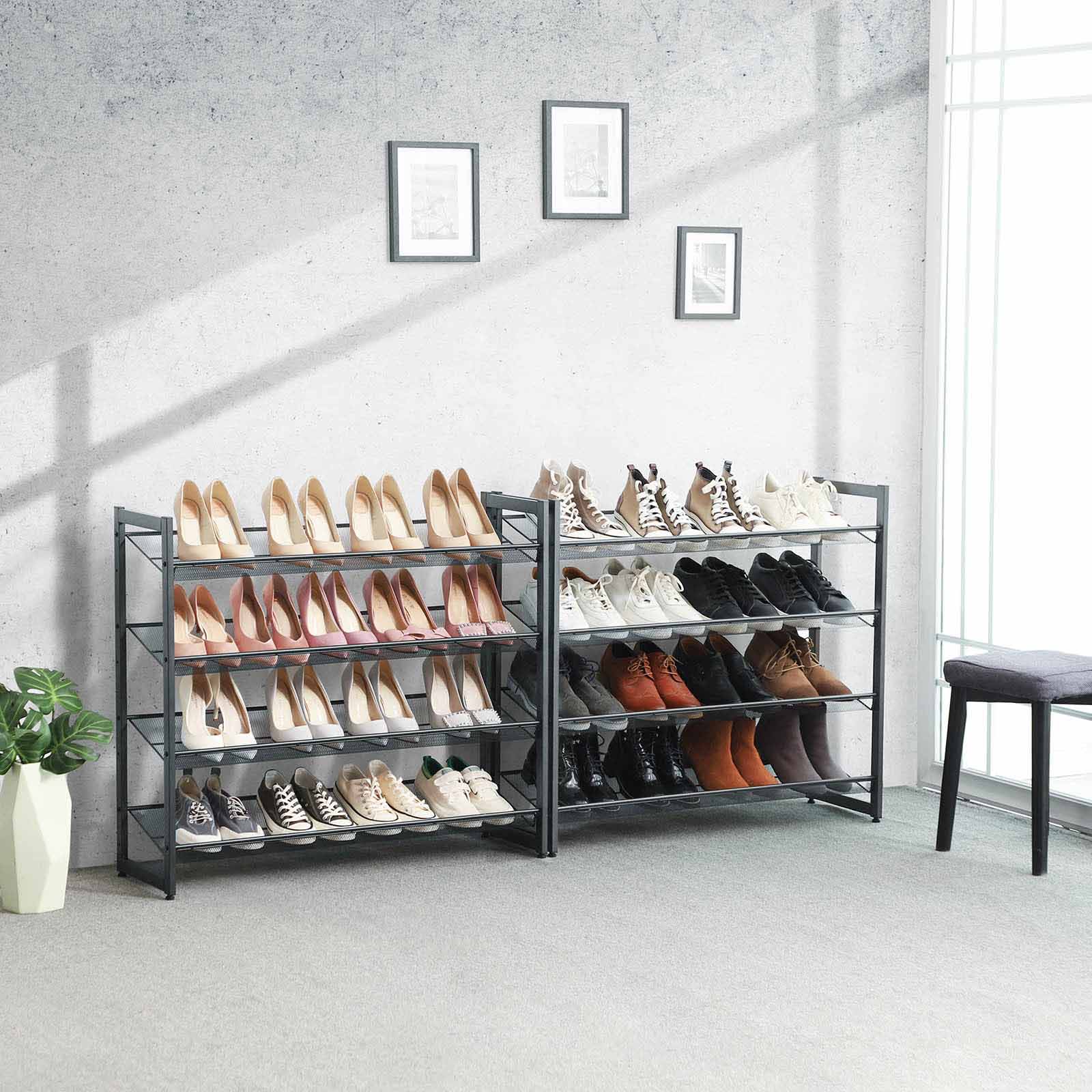 Schuhregal - 8 Level - Stapelbare Schuhspeicherung - 2 x 4 Level