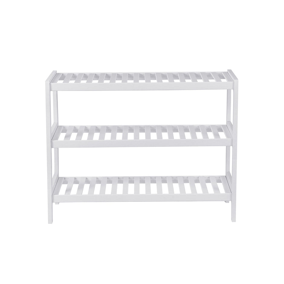 Schuhregal - Bambus - 3 Level - 70 x 55 x 26 cm - Weiß