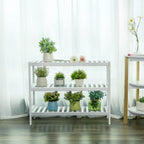 Schuhregal - Bambus - 3 Level - 70 x 55 x 26 cm - Weiß