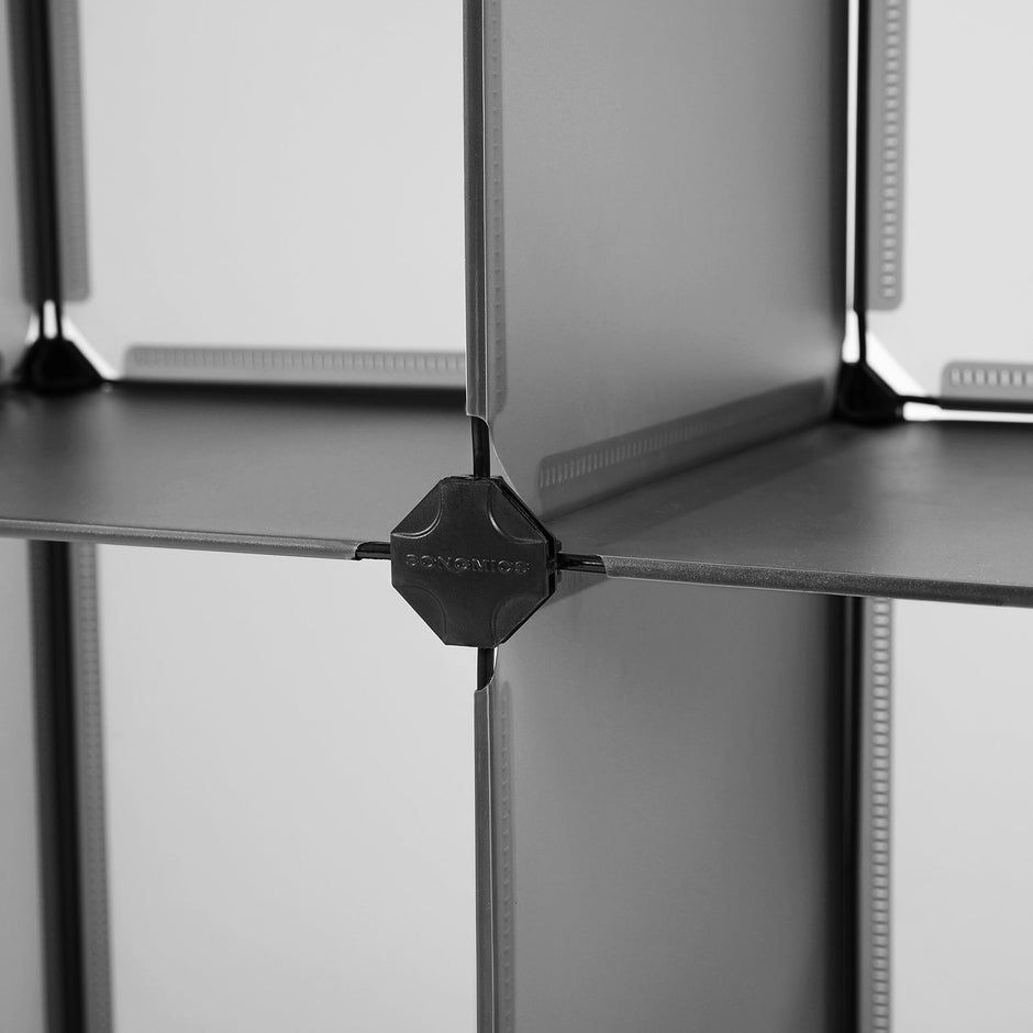 Schuhregal - Würfelschrank - mit 15 Fächern - Plastik - Schwarz