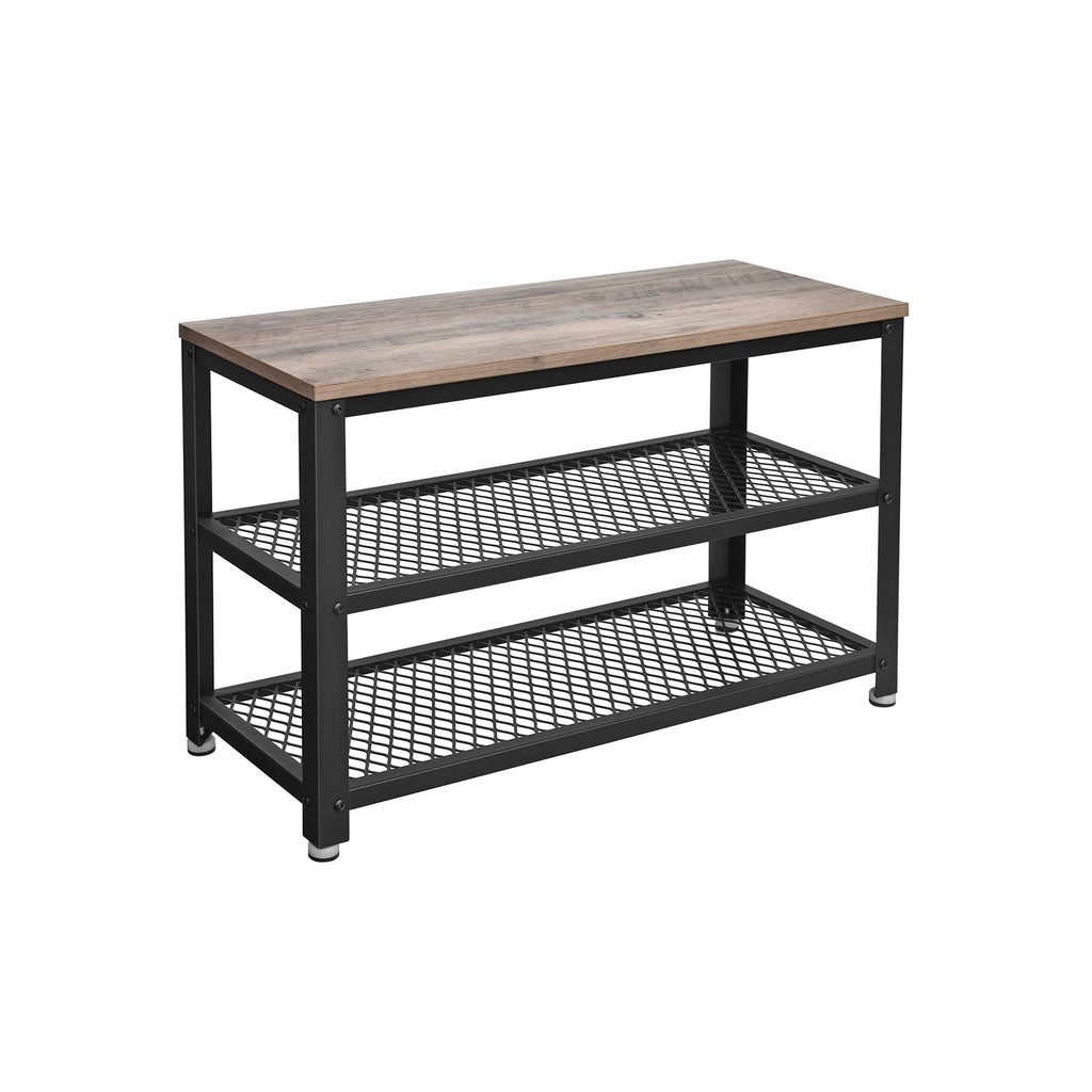 Schuhbank - 2 Regale - 73 x 30 x 45 cm - braun/schwarz