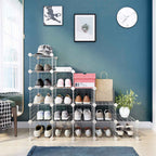 Schuhregal - Würfelschrank - 15 Metalldrahttaschen - Weiß