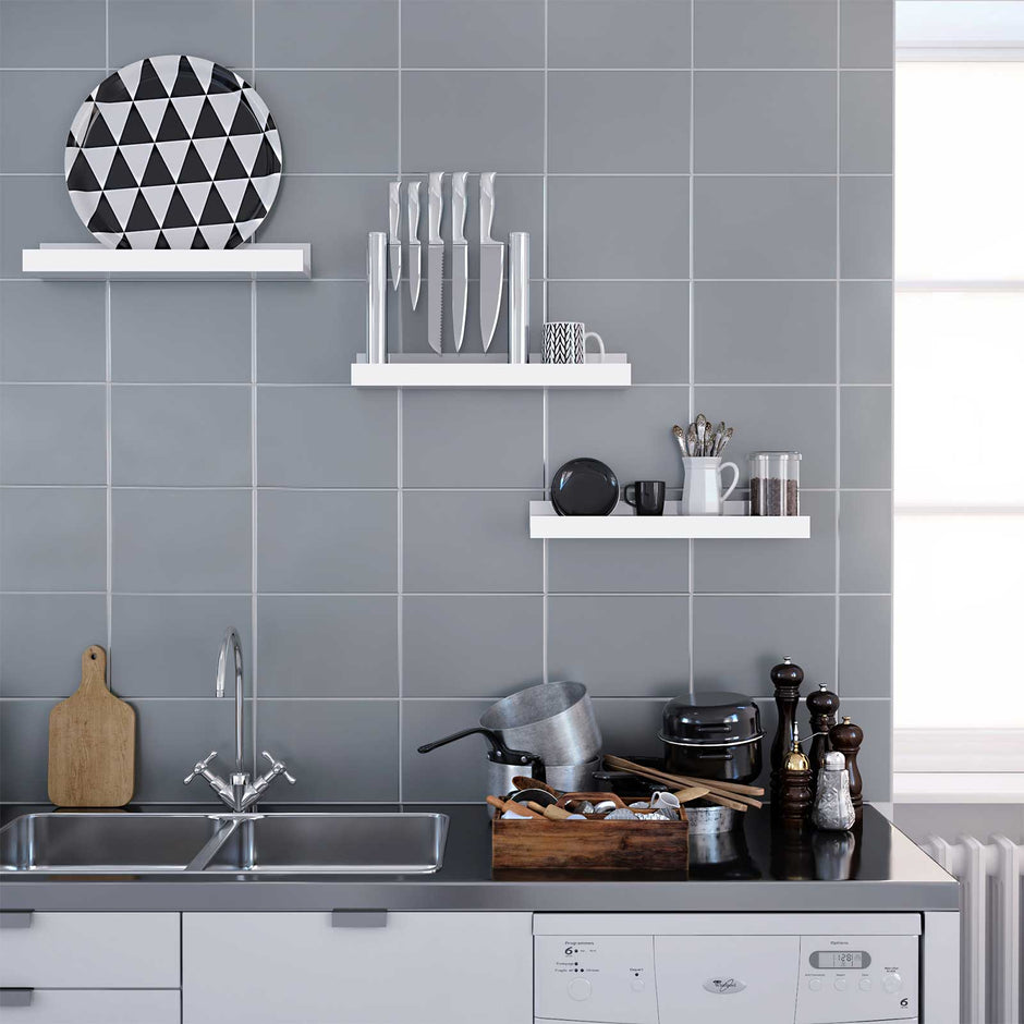 Bücherregale - schwebend - 3 - Hochglanz weiß