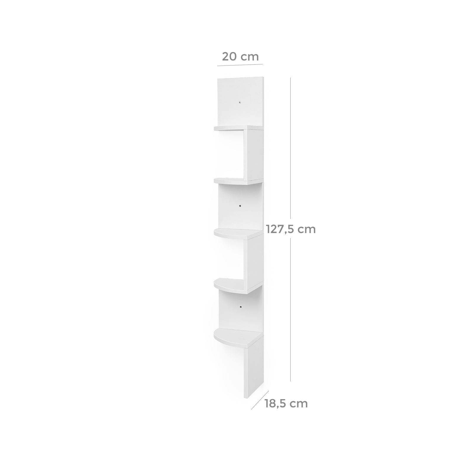 Eckbrett - 5 Level - schwebend - Wandregal - Weiß