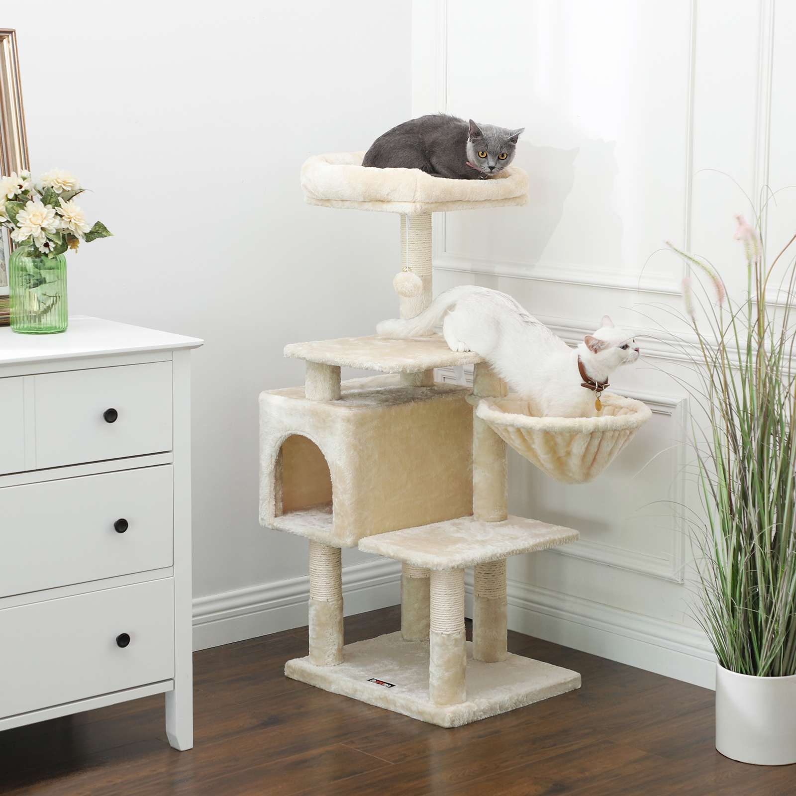 Kratzerpfosten - mit Lounger - 110 cm - Beige