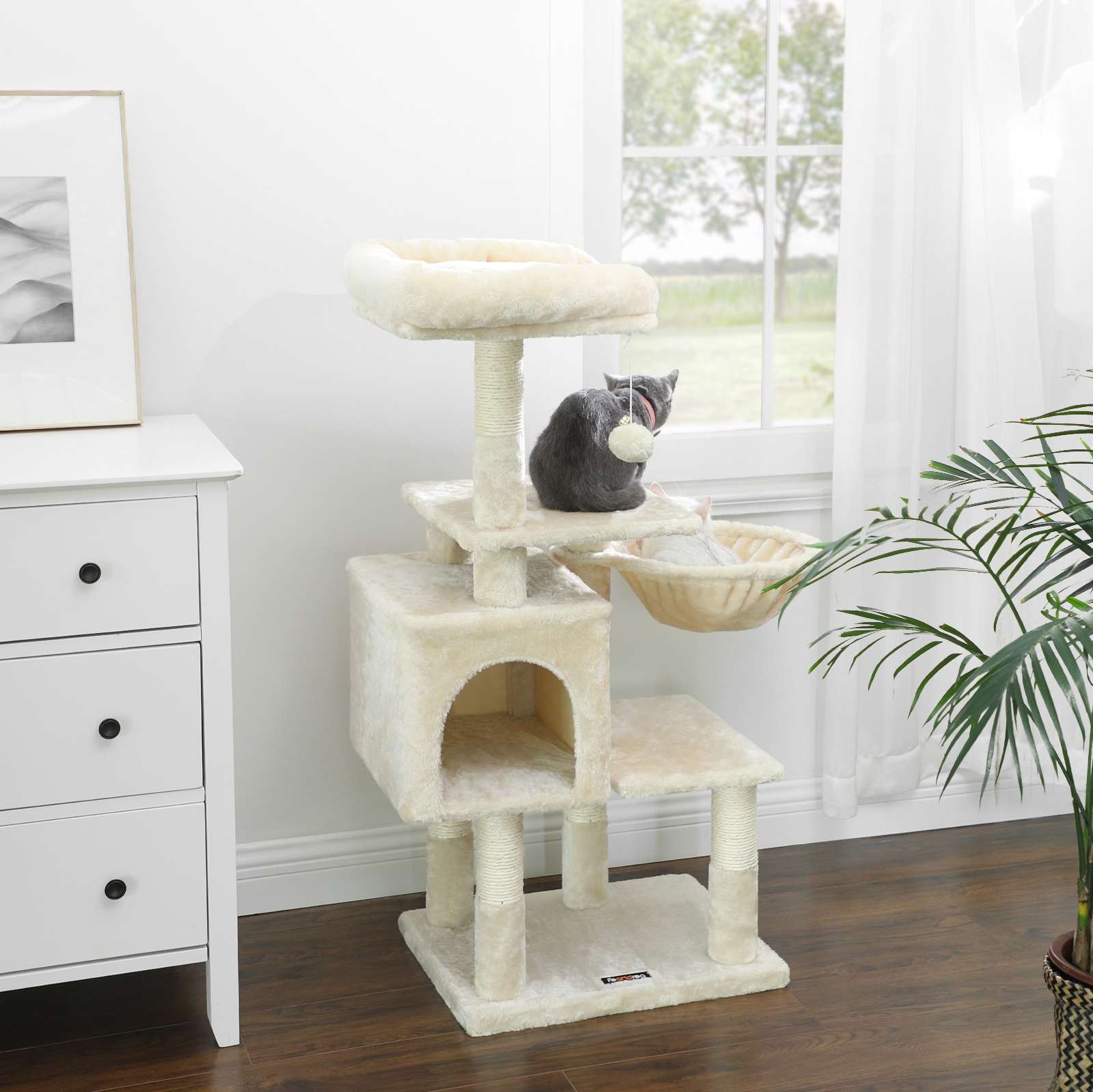 Kratzerpfosten - mit Lounger - 110 cm - Beige