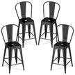 Set – med barstolar i metall, stapelbara avtagbar rygg, cm, svarta – 4 44,5 x 45,5 x 103