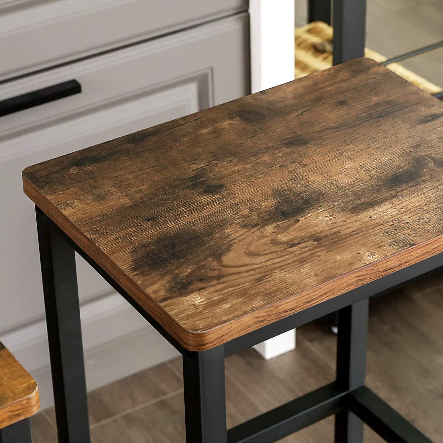 Barhocker - 2 - 2 - Stühle mit hohem Esszimmer - Industriedesign - Brown/Schwarz