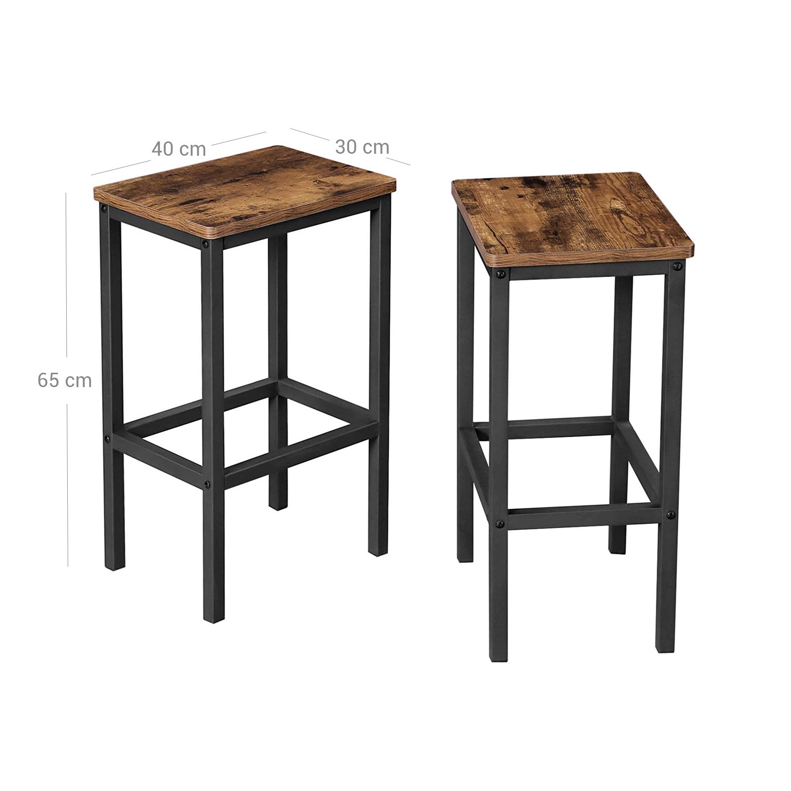 Barhocker - 2 - 2 - Stühle mit hohem Esszimmer - Industriedesign - Brown/Schwarz