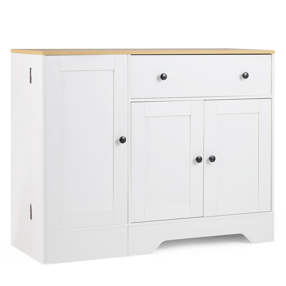 Sideboard – köksskåp med gliddörr och låsbara hjul – 105 x 40 x 83 cm