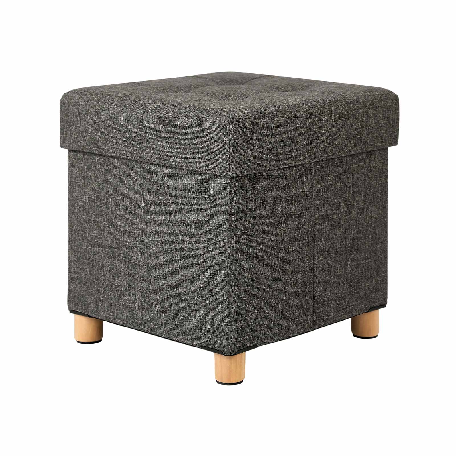 Pouf - mit Stauraum - Holzbeine - Sitzkasten - Beige