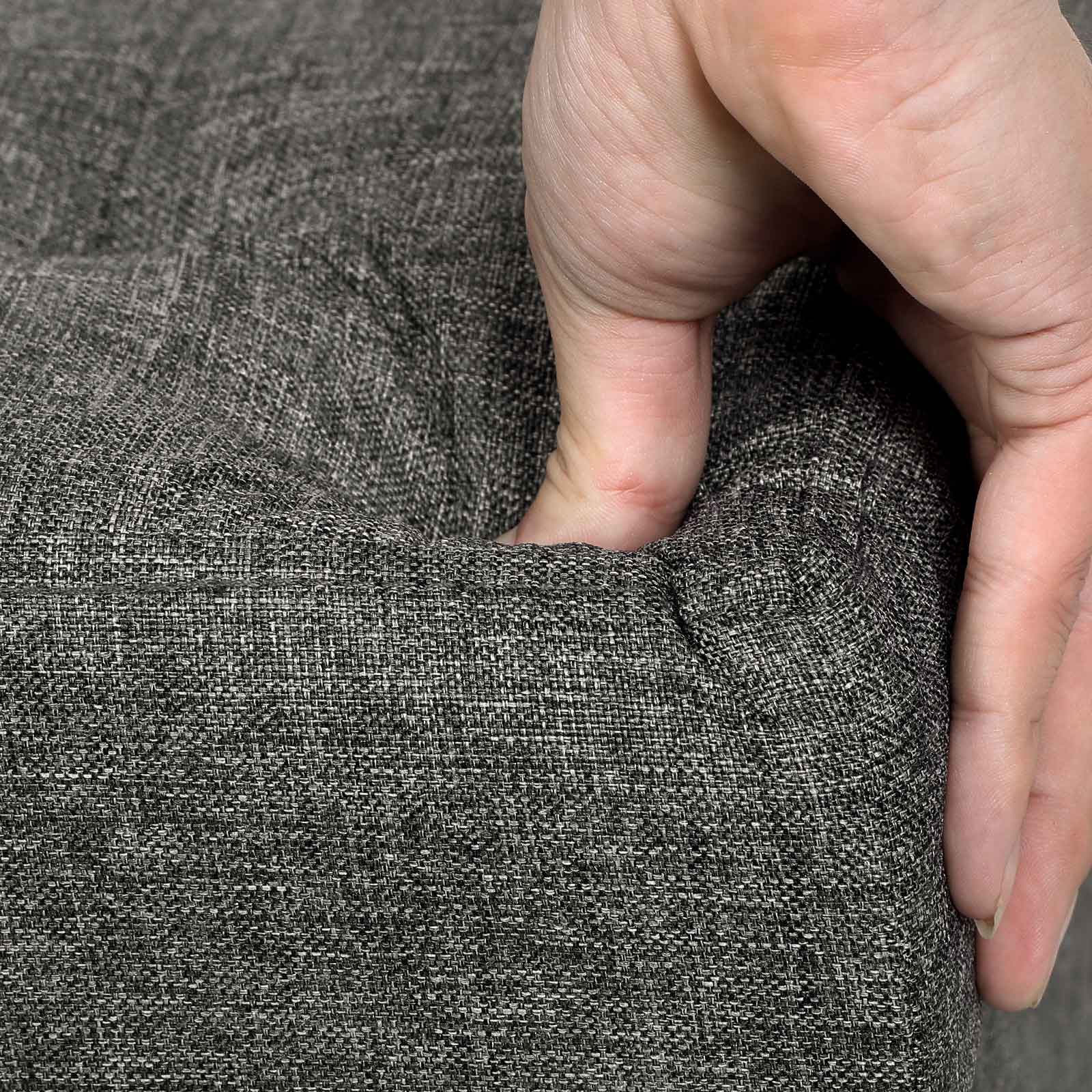 Pouf - mit Stauraum - Holzbeine - Sitzkasten - Beige