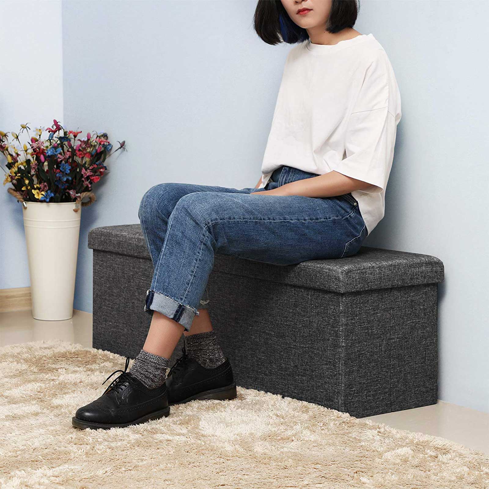 Sitzkasten 110 cm dunkelgrau gemischt