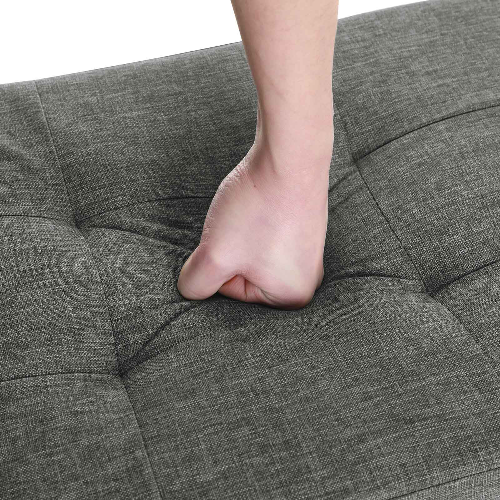 Sitzkiste - Pouf mit Stauraum und Deckel - Fußstopp - Holzbeine - 76 x 38 x 40 cm - Dunkelgrau