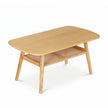 Soffbord – sidobord med två nivåer och öppen hylla, vardagsrumsbord Naturfärg – / 100 x 53,5 x 45,5 cm
