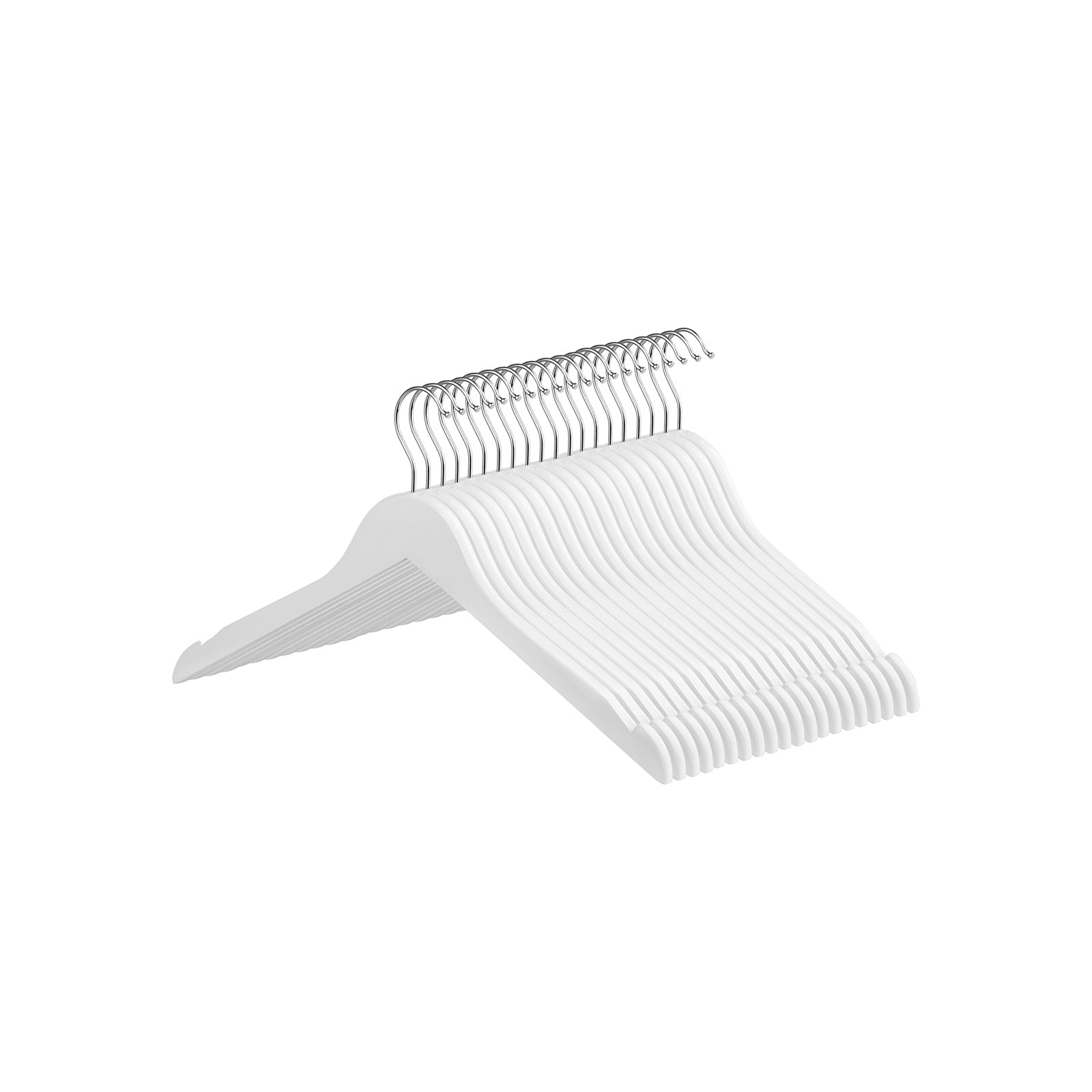 Kleerhangers - Massive Holzanhänger - Set von 20 - mit Kerben - Weiß