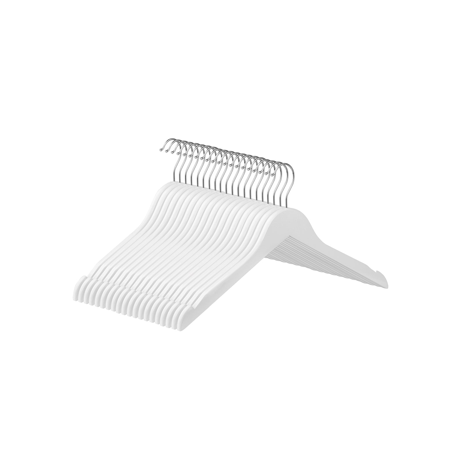 Kleerhangers - Massive Holzanhänger - Set von 20 - mit Kerben - Weiß