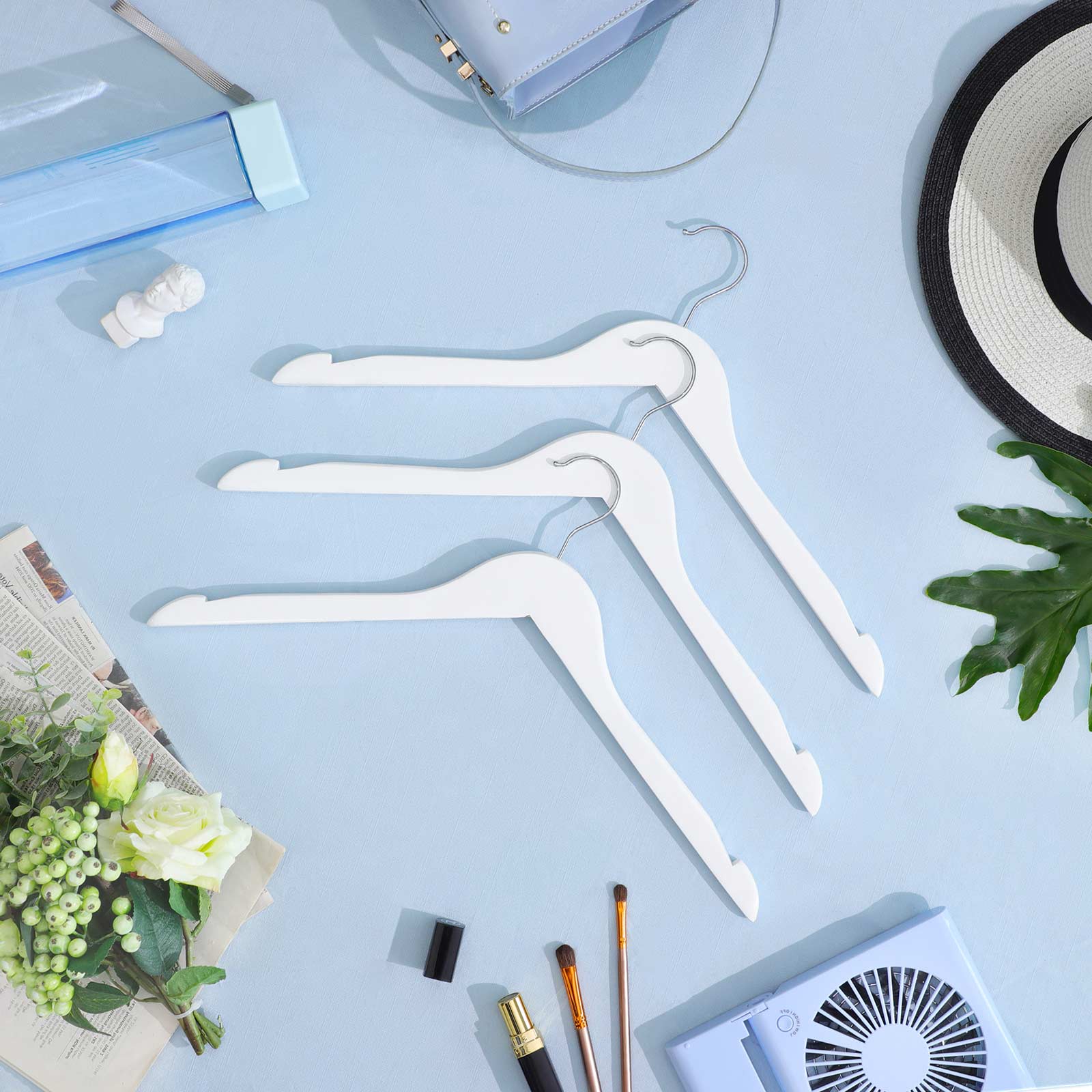 Kleerhangers - Massive Holzanhänger - Set von 20 - mit Kerben - Weiß