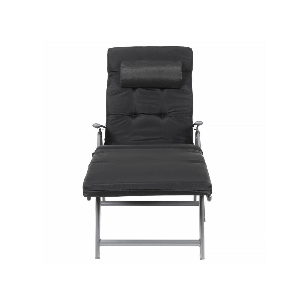 Loungestuhl - faltbar - mit abnehmbarem Kissen - Edelstahlaluminium - Schwarz