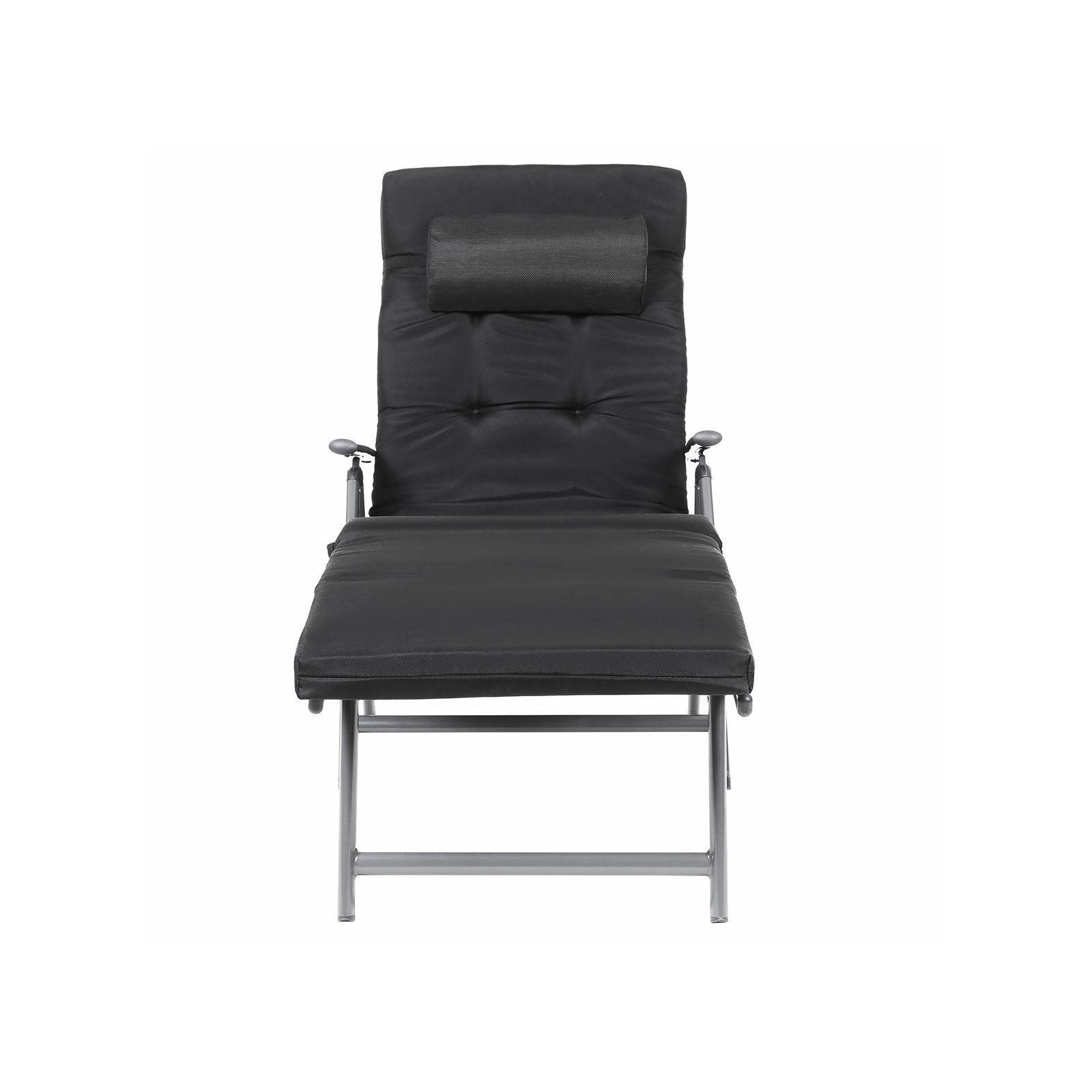 Loungestuhl - faltbar - mit abnehmbarem Kissen - Edelstahlaluminium - Schwarz