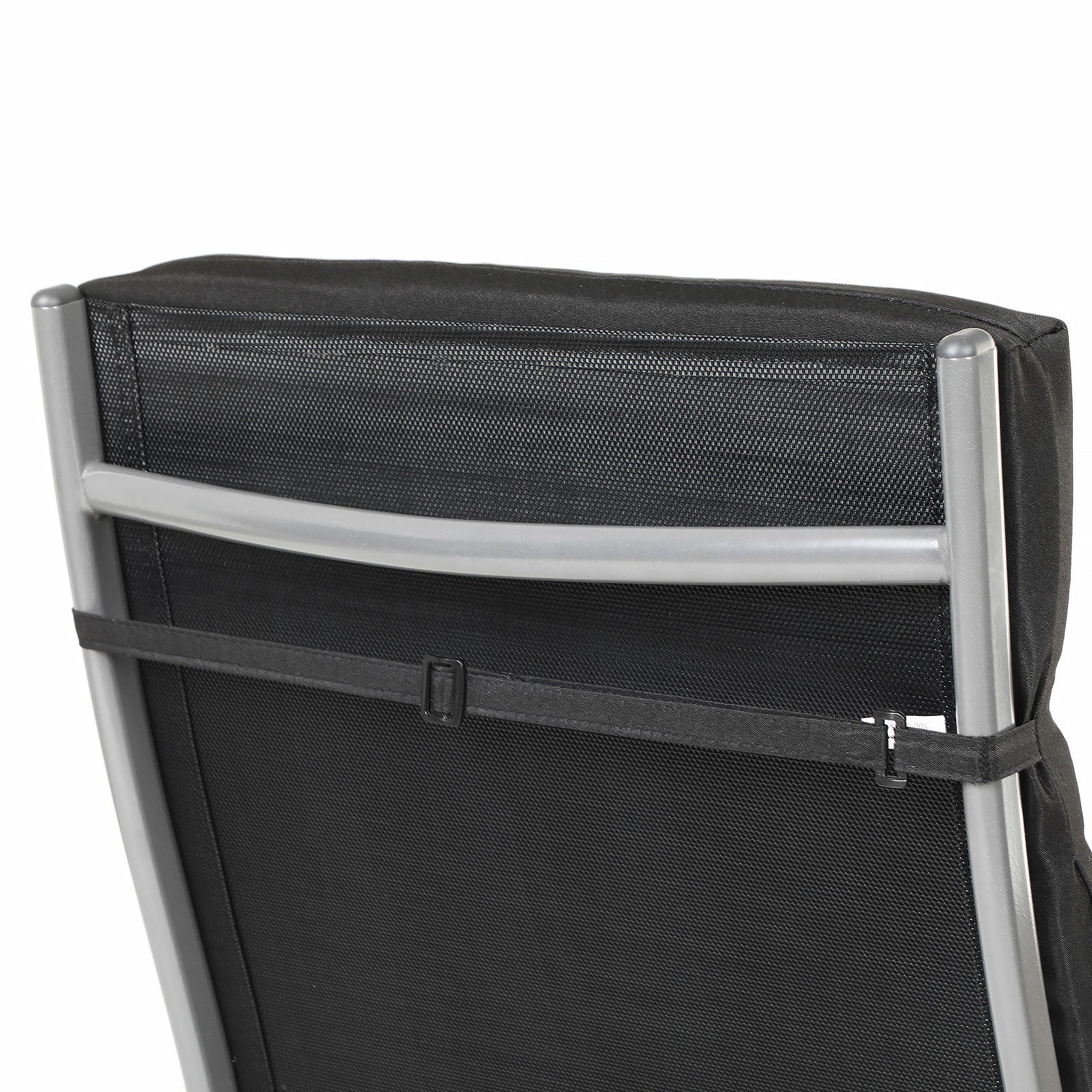 Loungestuhl - faltbar - mit abnehmbarem Kissen - Edelstahlaluminium - Schwarz