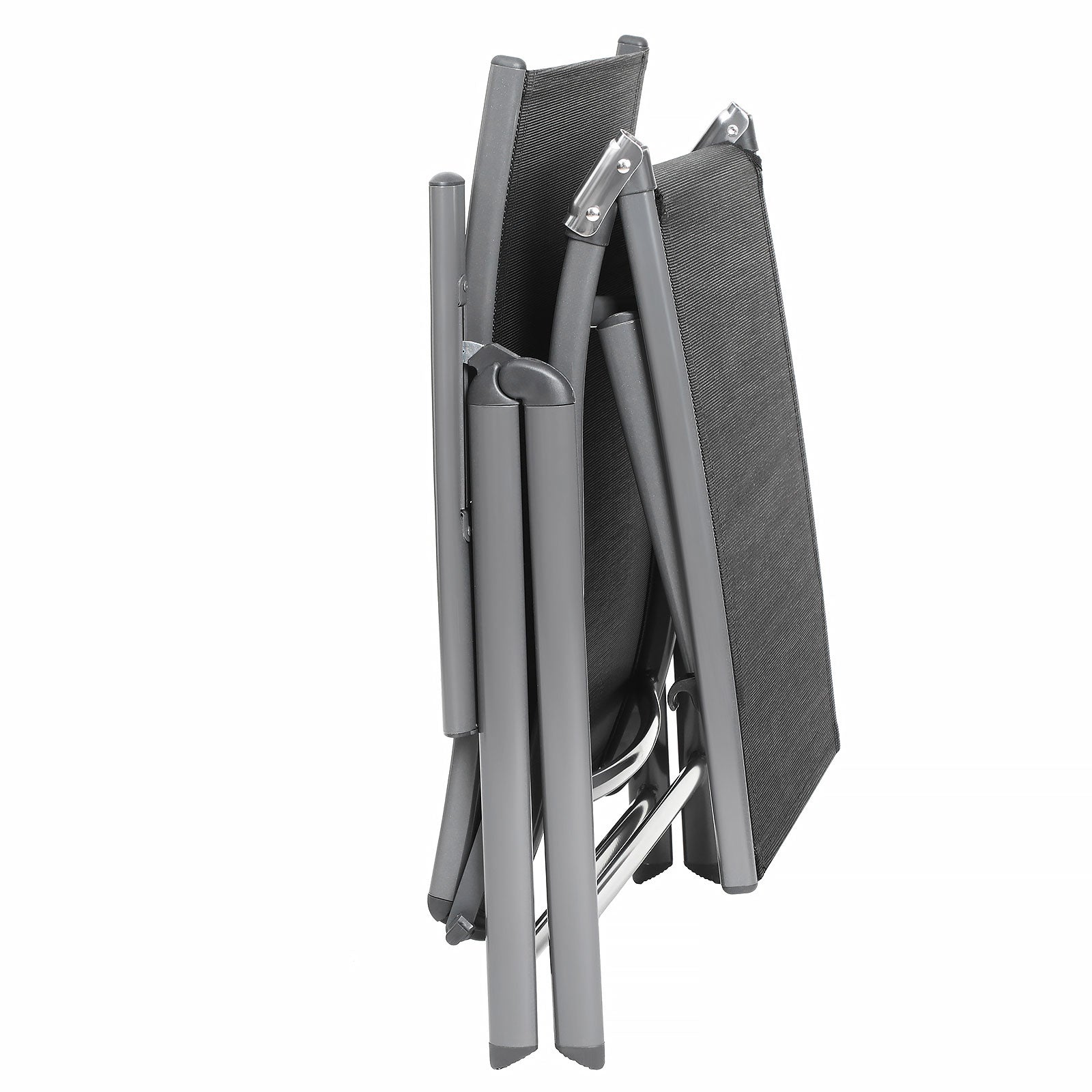 Loungestuhl - faltbar - mit abnehmbarem Kissen - Edelstahlaluminium - Schwarz