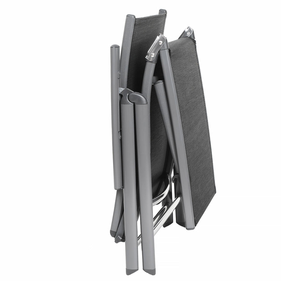 Loungestuhl - faltbar - mit abnehmbarem Kissen - Edelstahlaluminium - Schwarz