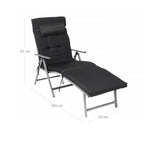 Loungestuhl - faltbar - mit abnehmbarem Kissen - Edelstahlaluminium - Schwarz