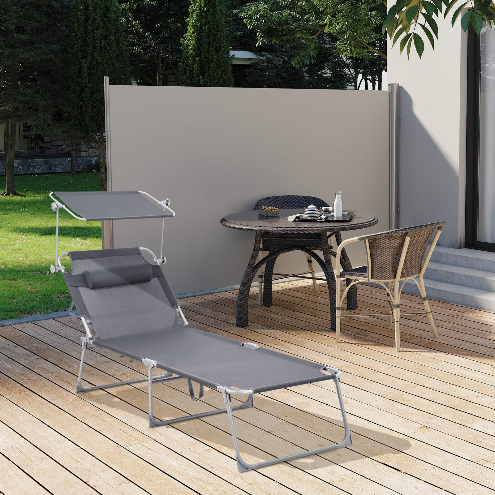 Seltsam - Loungebett - Liege - mit Sonnenbesuch - Laienkapazität von bis zu 250 kg - grau