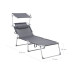 Seltsam - Loungebett - Liege - mit Sonnenbesuch - Laienkapazität von bis zu 250 kg - grau