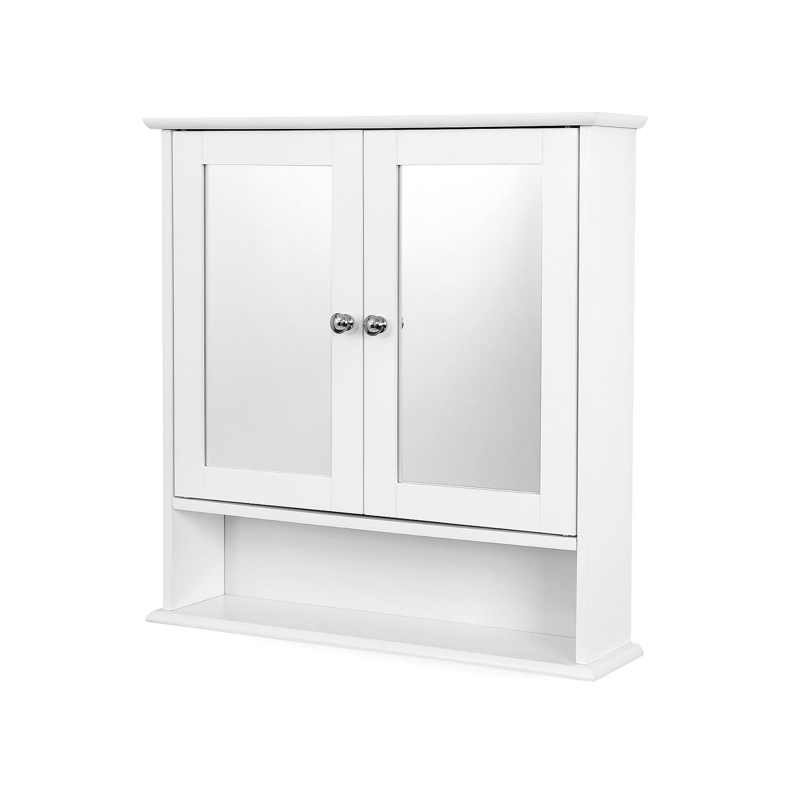 Spiegelschrank - Wandschrank - Doppeltür - Holz - Weiß