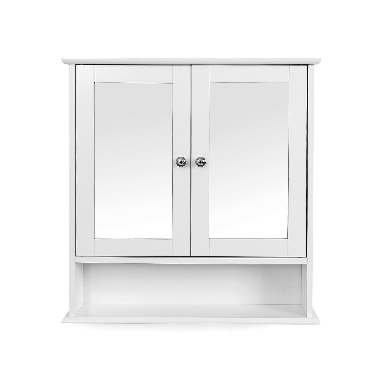 Spiegelschrank - Wandschrank - Doppeltür - Holz - Weiß