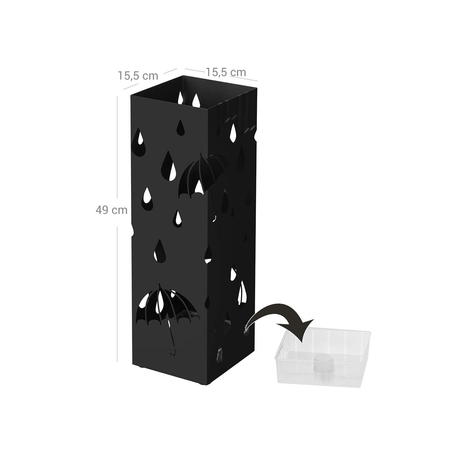 Dachhalter - Metallquadrat - mit 4 Haken und Wassersammelsbehälter - Schwarz