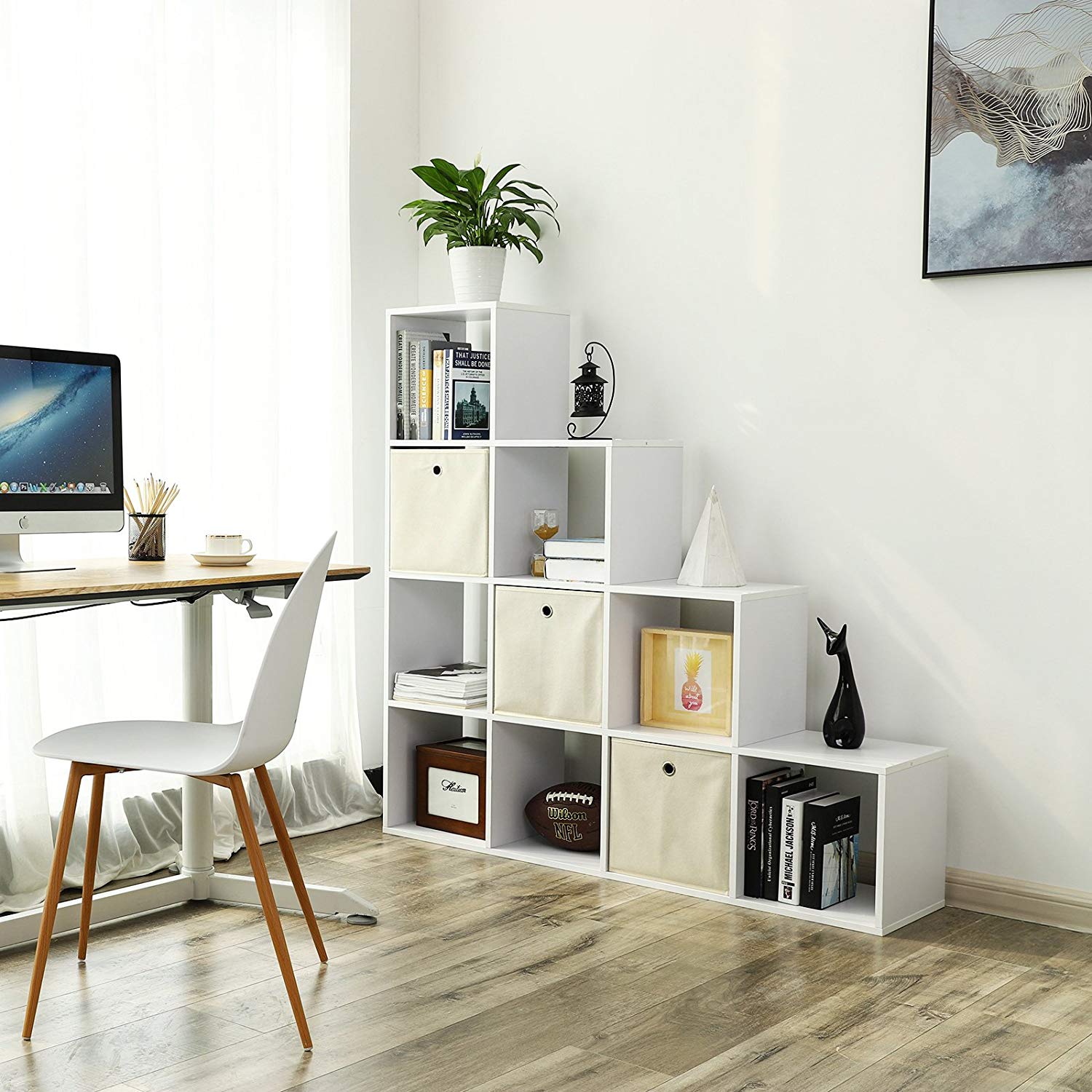 Bücherregal - 10 Würfelfächer - Stehschrank - Weiß